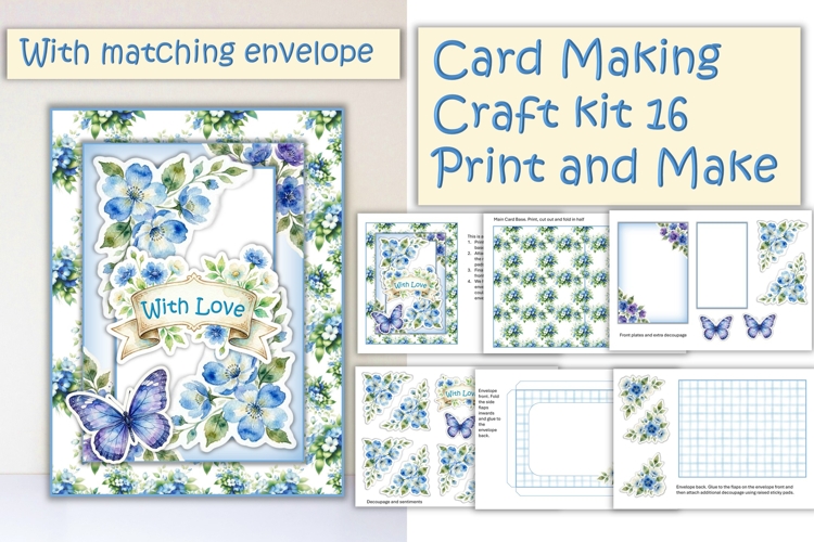 Summer Flowers Card Making Kit 16 with matching envelope