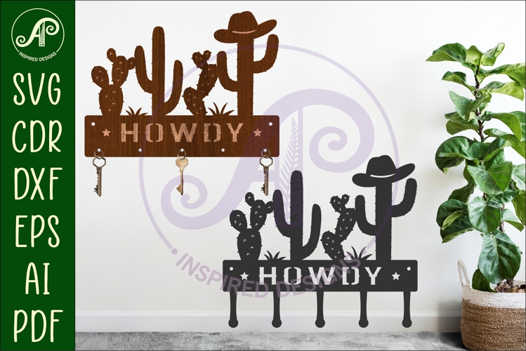 Cactus howdy Key holders for metal and laser cutting