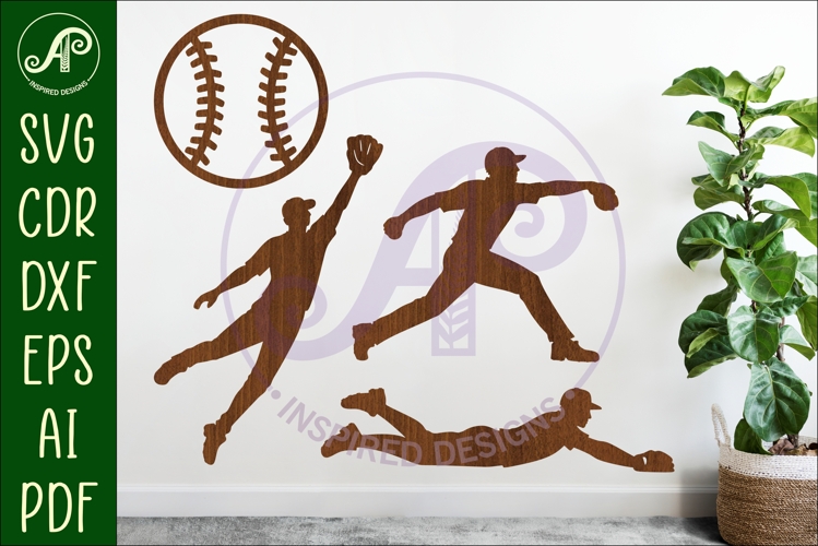 Baseball silhouettes laser cut outs SVG 3