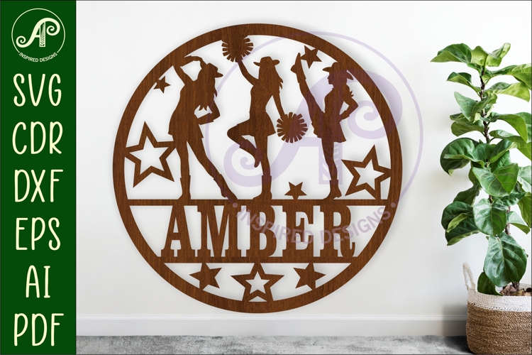 Drill team Cheerleaders name sign svg laser cut