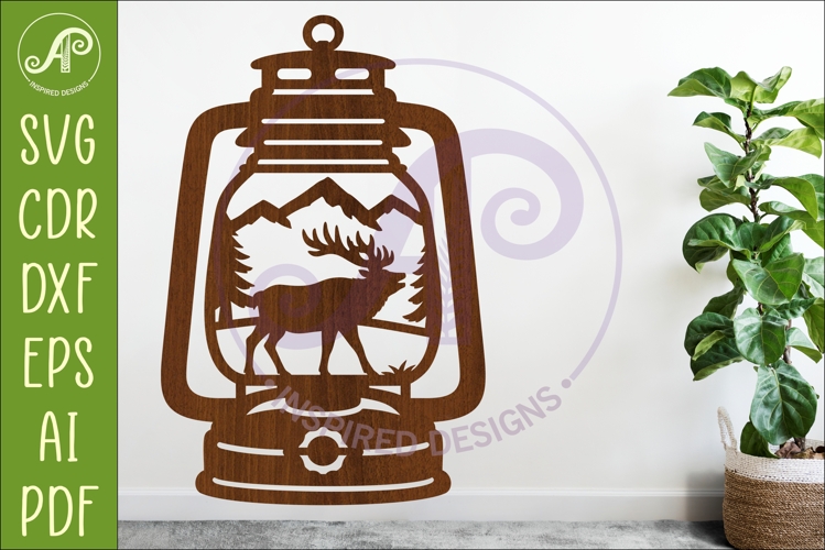 Camping Lantern Scene Elk Wall Sign