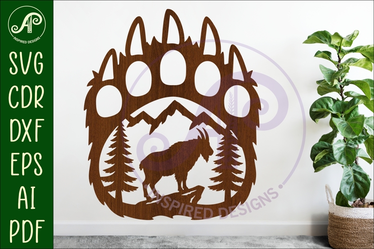 Bear paw print with Mountain Goat wall sign