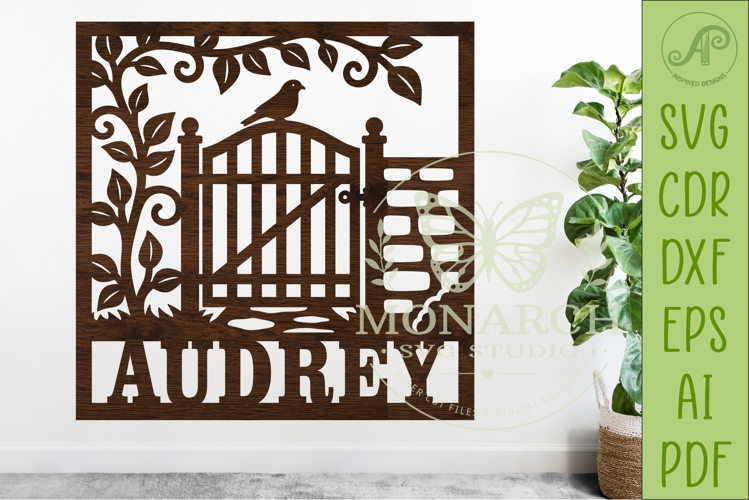 Personalized Secret Garden Gate SVG | Custom Name Sign Laser