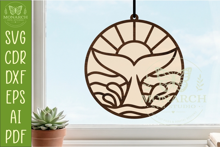 Whale Tail Suncatcher SVG | Ocean Window Hanger Laser Cut