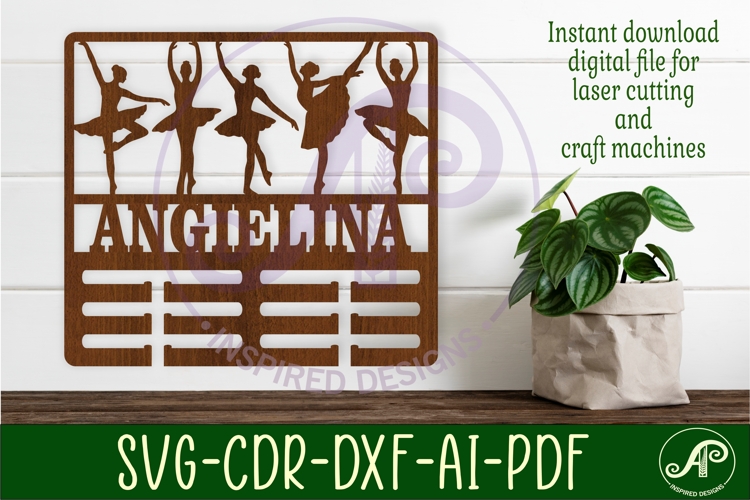 Ballerina Theme Medal Holder Name svg laser cut