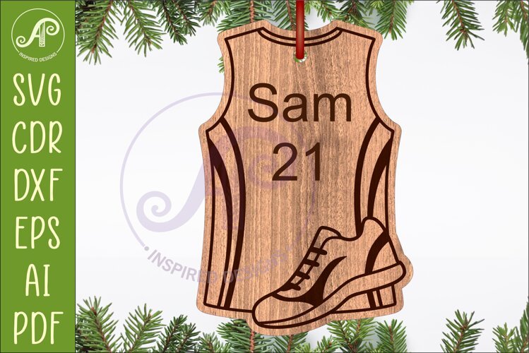 Track and Field Shirt Christmas Ornament SVG laser cut example image 1
