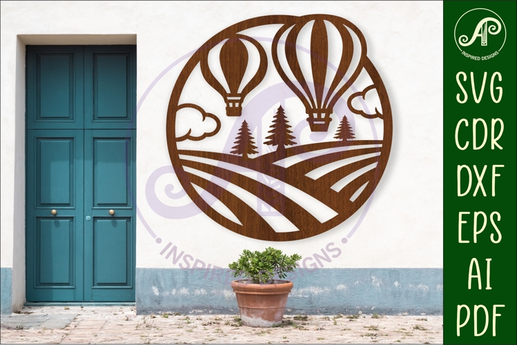 Hot air balloon wall sign laser cut file