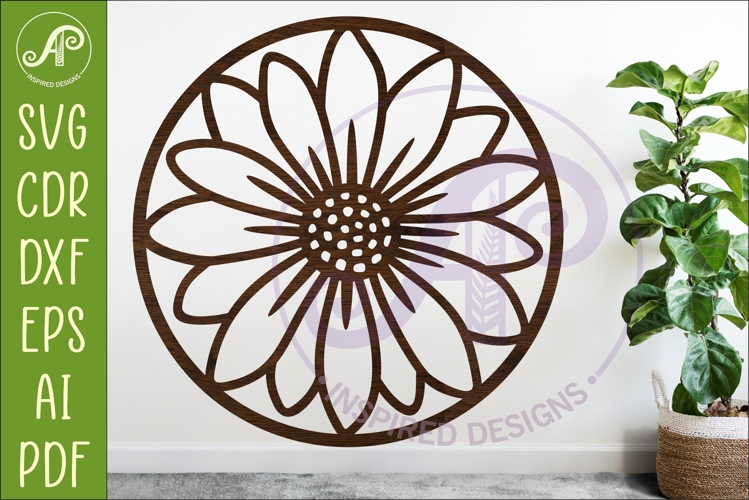Daisy Flower Wall Art SVG | Round Floral Laser Cut File
