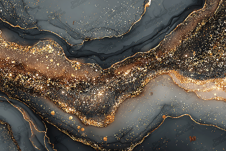 Black Gold Glitter Marble Texture with Luxe Sparkle