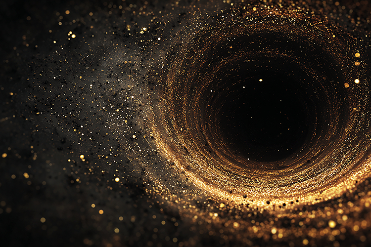 Dark Tunnel Swirl Bright Gold Ring Glitter Background