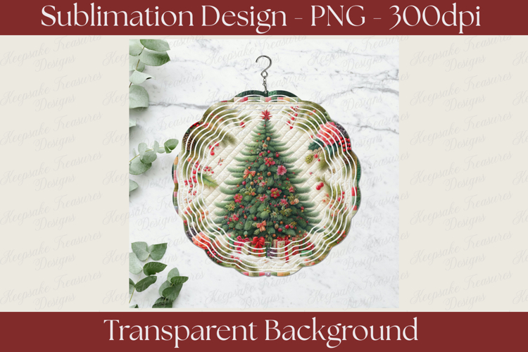 Christmas Tree Wind Spinner PNG, Quilted Holiday Decor