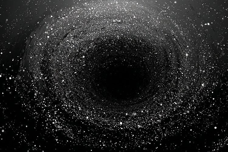 Dark Cosmic Swirl Gold Glitter Spotlight Background