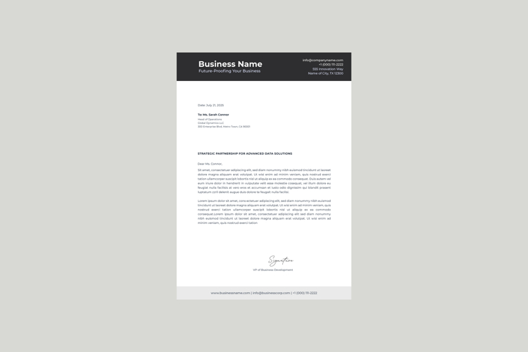 Modern Minimalist Corporate Letterhead Template example image 1
