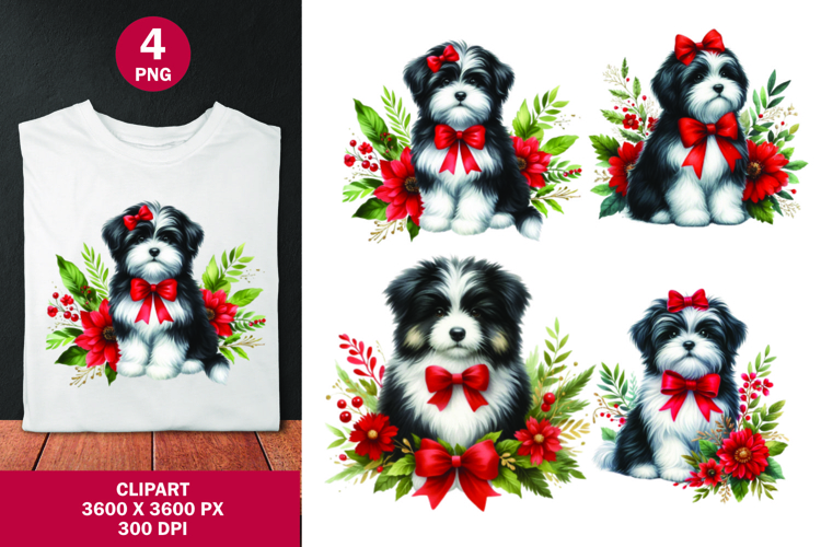 watercolor clipart png - christmas dog