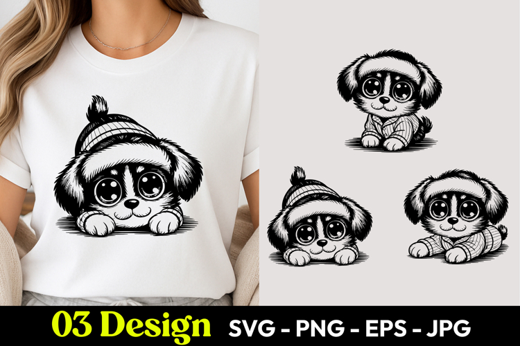 Winter Sleeping Puppy SVG PNG
