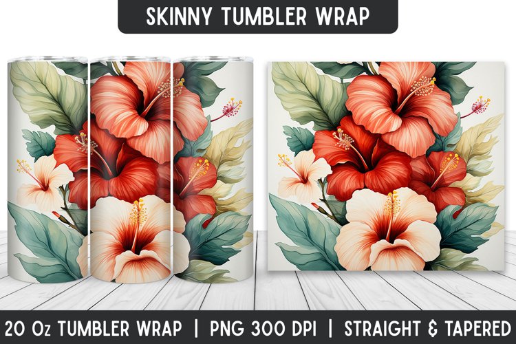 Flower Tumbler Wrap | 3D Sublimation | Skinny Tumbler