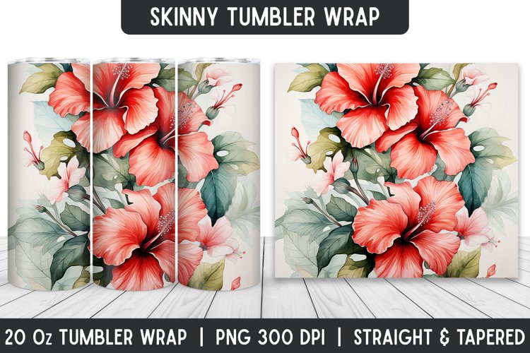 Flower Tumbler Wrap | 3D Sublimation | Skinny Tumbler