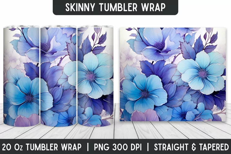 Flower Tumbler Wrap | 3D Sublimation | Skinny Tumbler