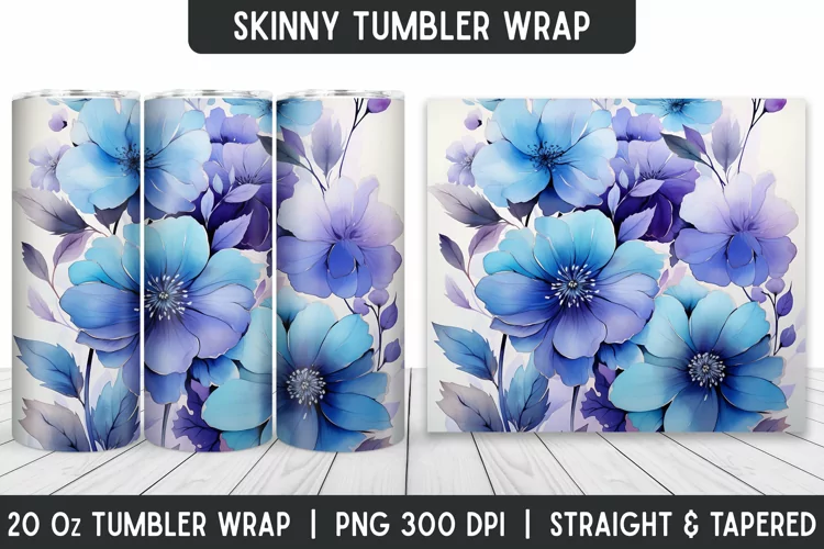 Flower Tumbler Wrap | 3D Sublimation | Skinny Tumbler