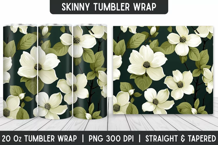 Flower Tumbler Wrap | 3D Sublimation | Skinny Tumbler
