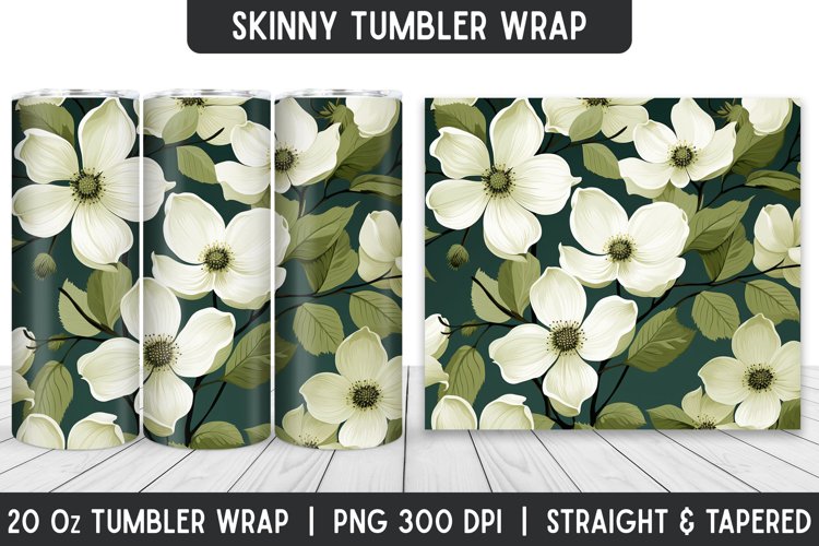 Flower Tumbler Wrap | 3D Sublimation | Skinny Tumbler