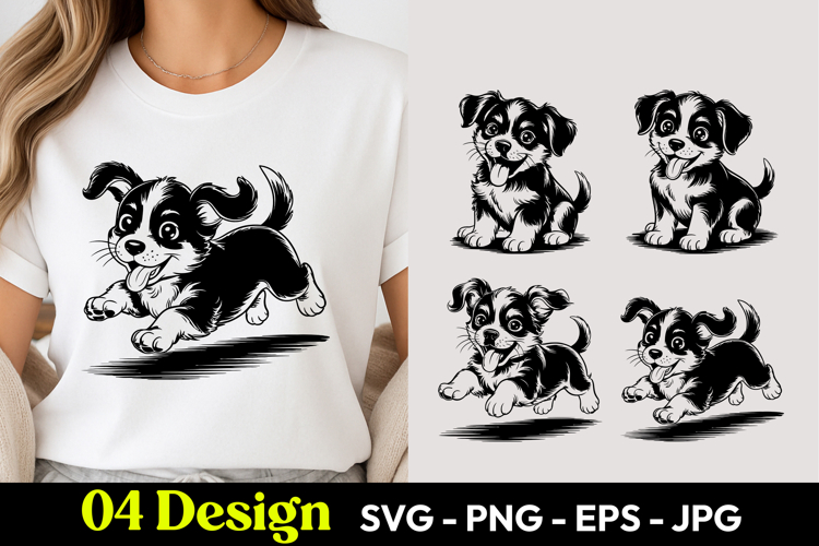 Playful Black Puppy SVG PNG
