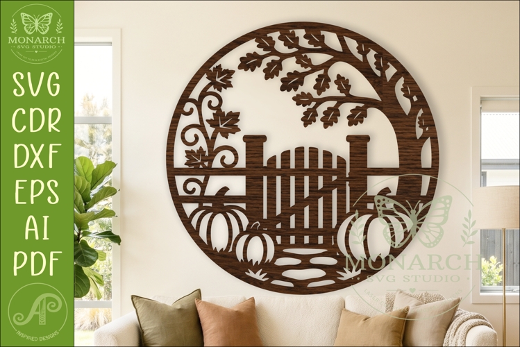 Fall Pumpkin Patch Gate SVG, Autumn Farmhouse Wall Decor