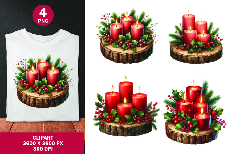 watercolor clipart png - christmas candle