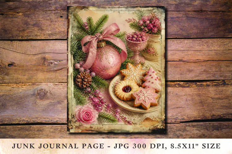 Christmas Junk Journal Pages Ornaments Cookies