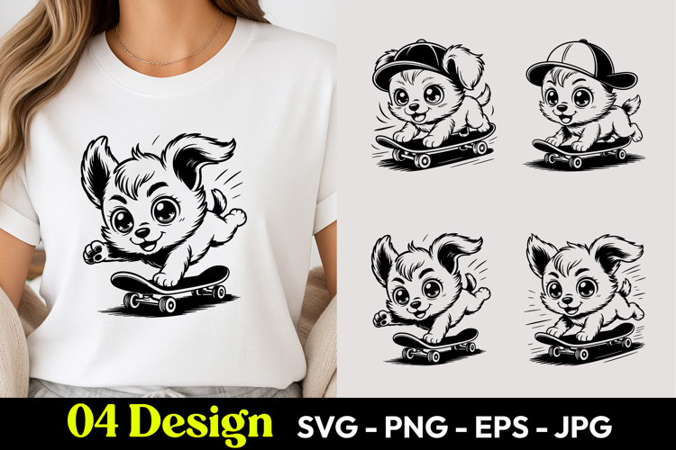 Skateboard Dog SVG PNG