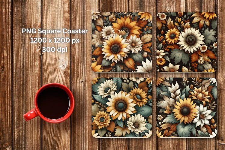 square coaster - vintage sunflower pattern