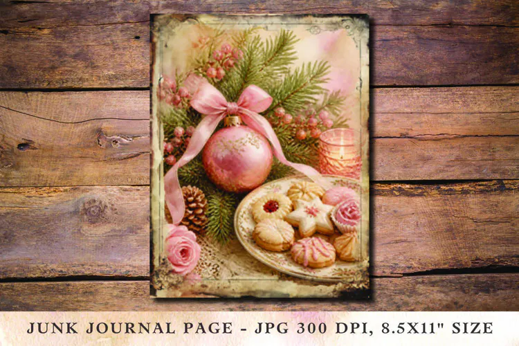 Christmas Junk Journal Pages Ornaments Cookies