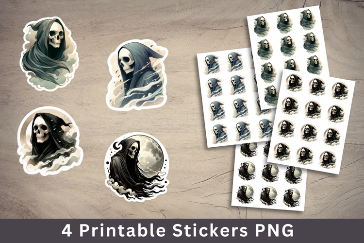 halloween printable sticker - spooky skull witch