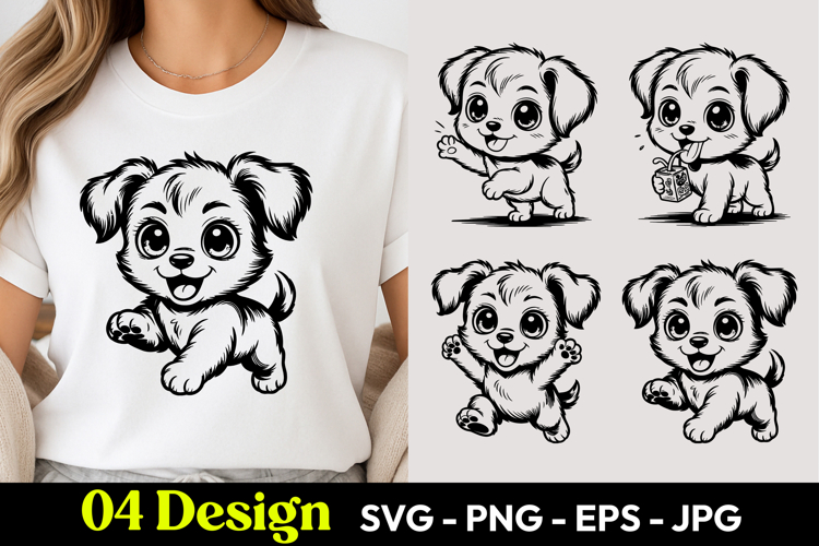Cute Puppy Cartoon TShirt SVG PNG