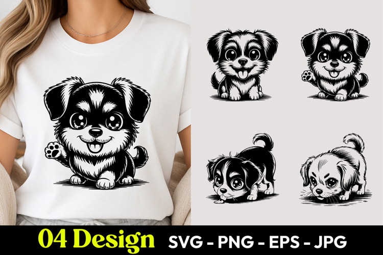 Cute Happy Puppy TShirt SVG PNG