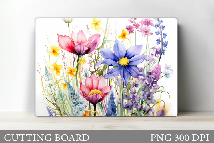 Wildflowers Cutting Board. Flowers Cutting Board Sublimation
