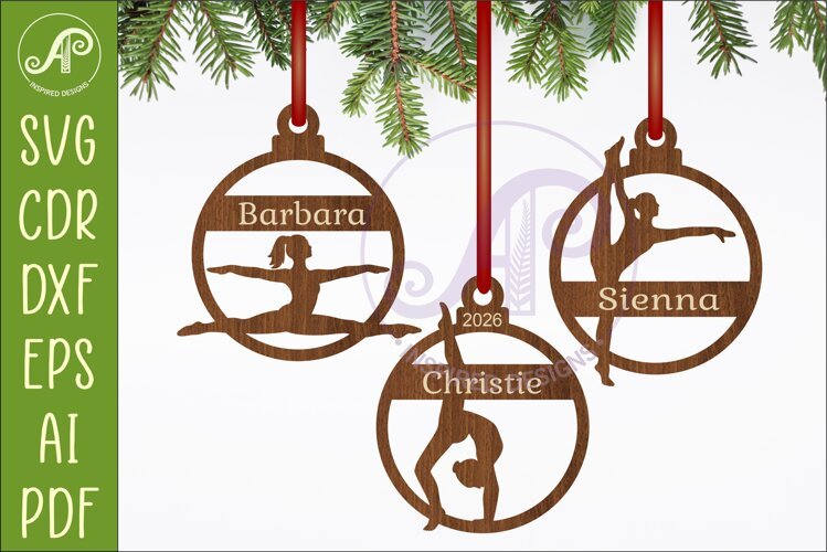 Gymnastics Ornament SVG Gymnast Christmas Decoration Laser example image 1
