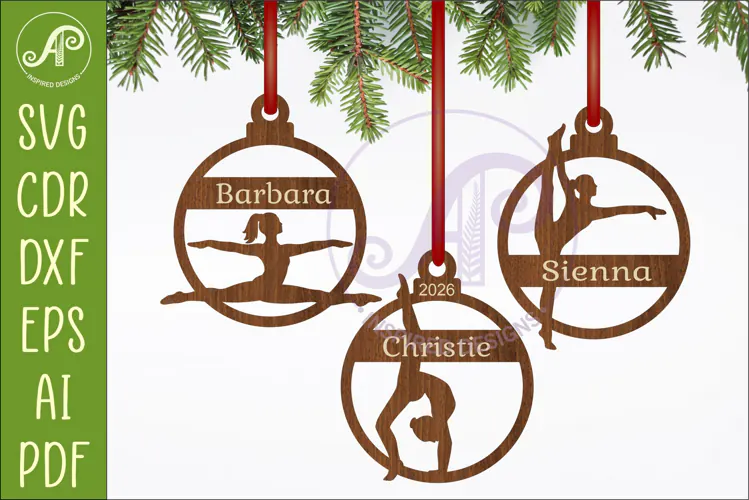Gymnastics Ornament SVG Gymnast Christmas Decoration Laser
