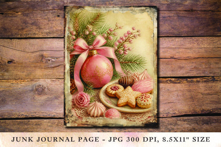 Christmas Junk Journal Pages Ornaments Cookies example image 1