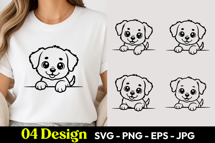 Cute Puppy Peeking TShirt SVG PNG
