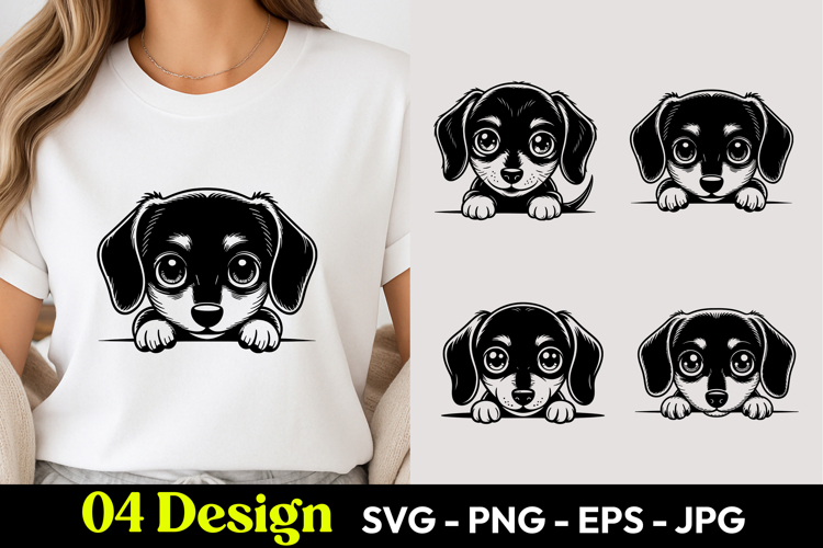 Cute Dachshund Peeking TShirt SVG PNG