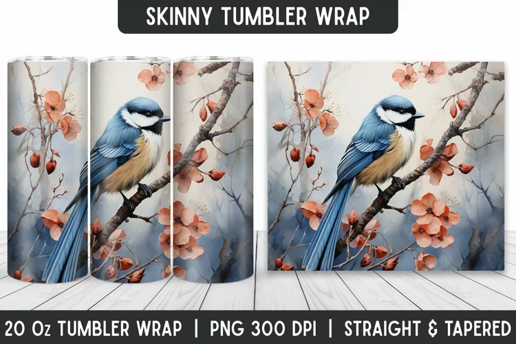 Flower Tumbler Wrap | 3D Sublimation | Skinny Tumbler