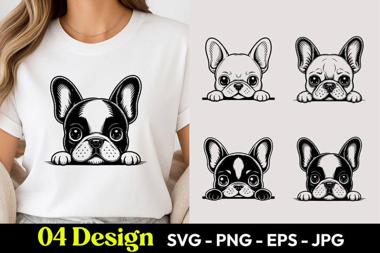 French Bulldog Peeking SVG PNG
