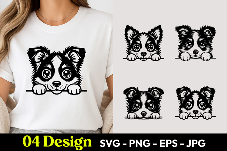 Cute Border Collie Peeking SVG PNG