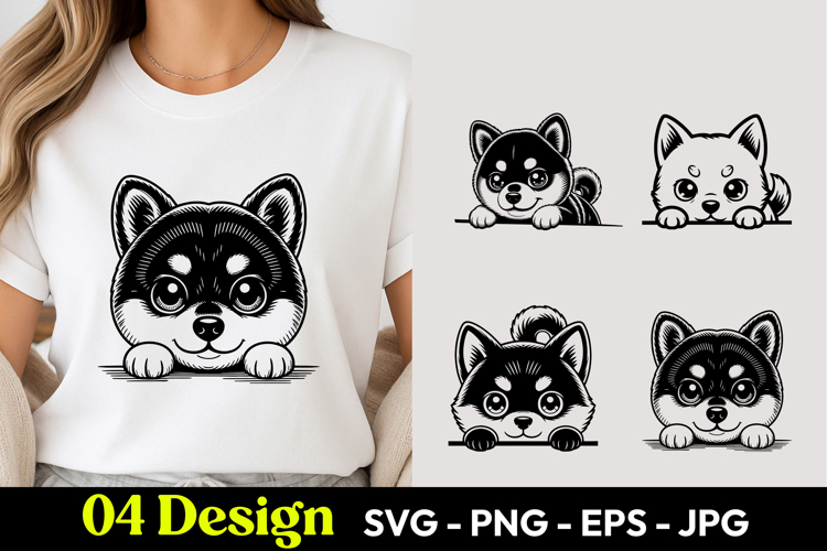 Cute Shiba Inu Peeking SVG PNG