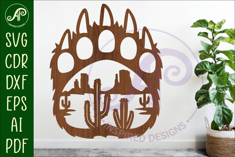 Bear paw print with Cactus Desert wall sign