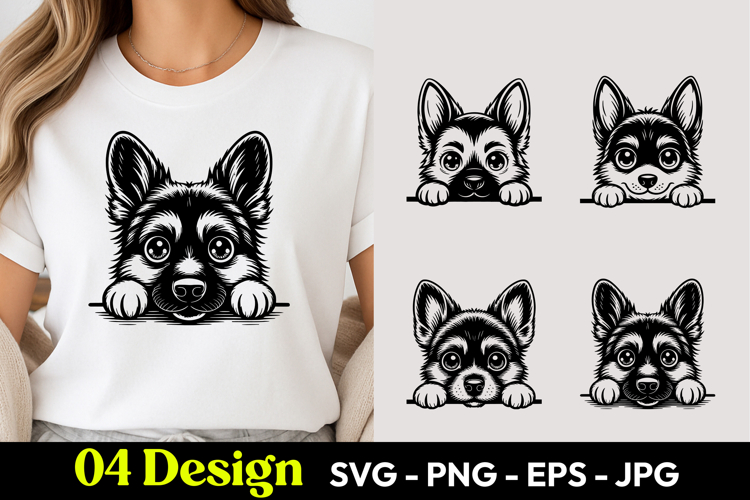 Cute German Shepherd Peeking SVG PNG