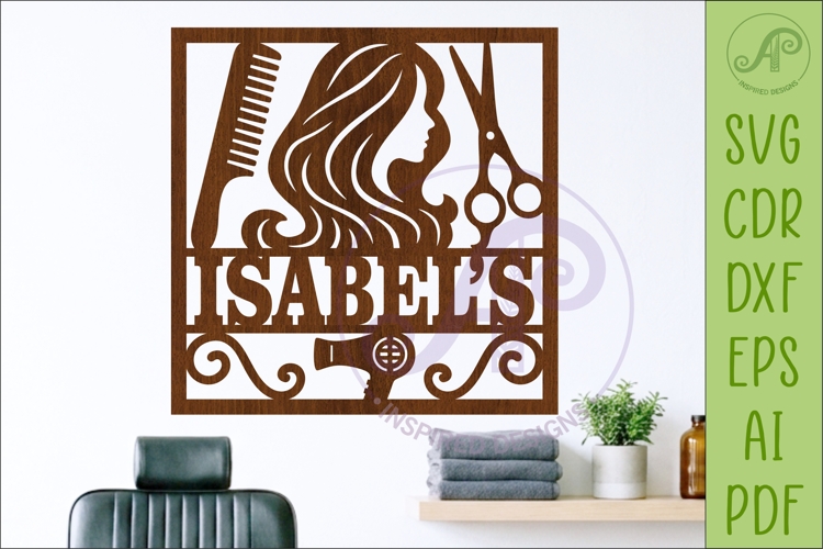 Square Hairdresser Name Sign, Custom Salon Wall Decor,