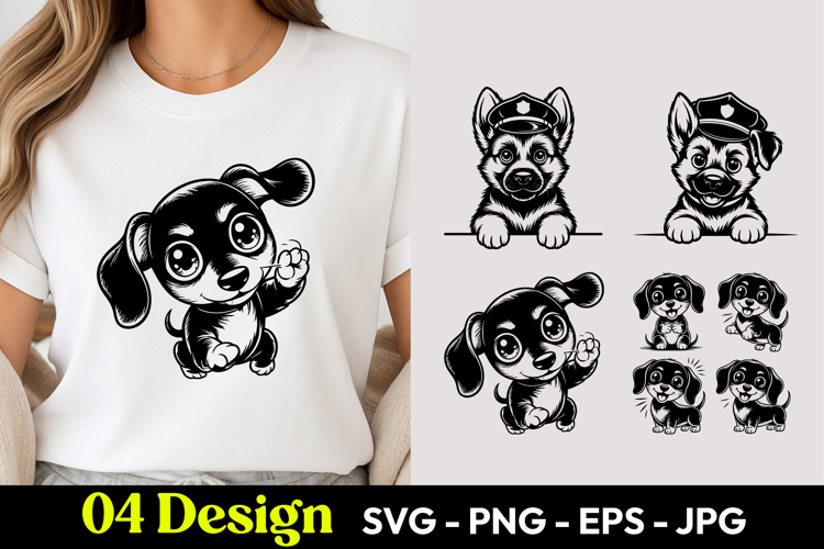 Cute Waving Puppy SVG PNG T Shirt Design