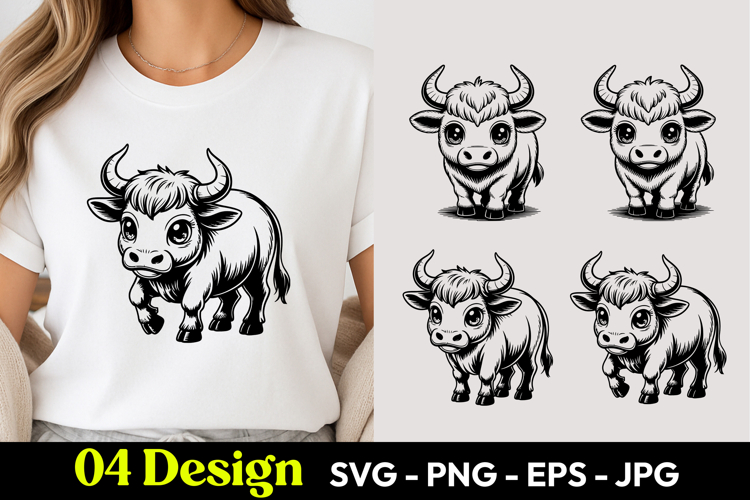 Cute Baby Bull SVG PNG T Shirt Design